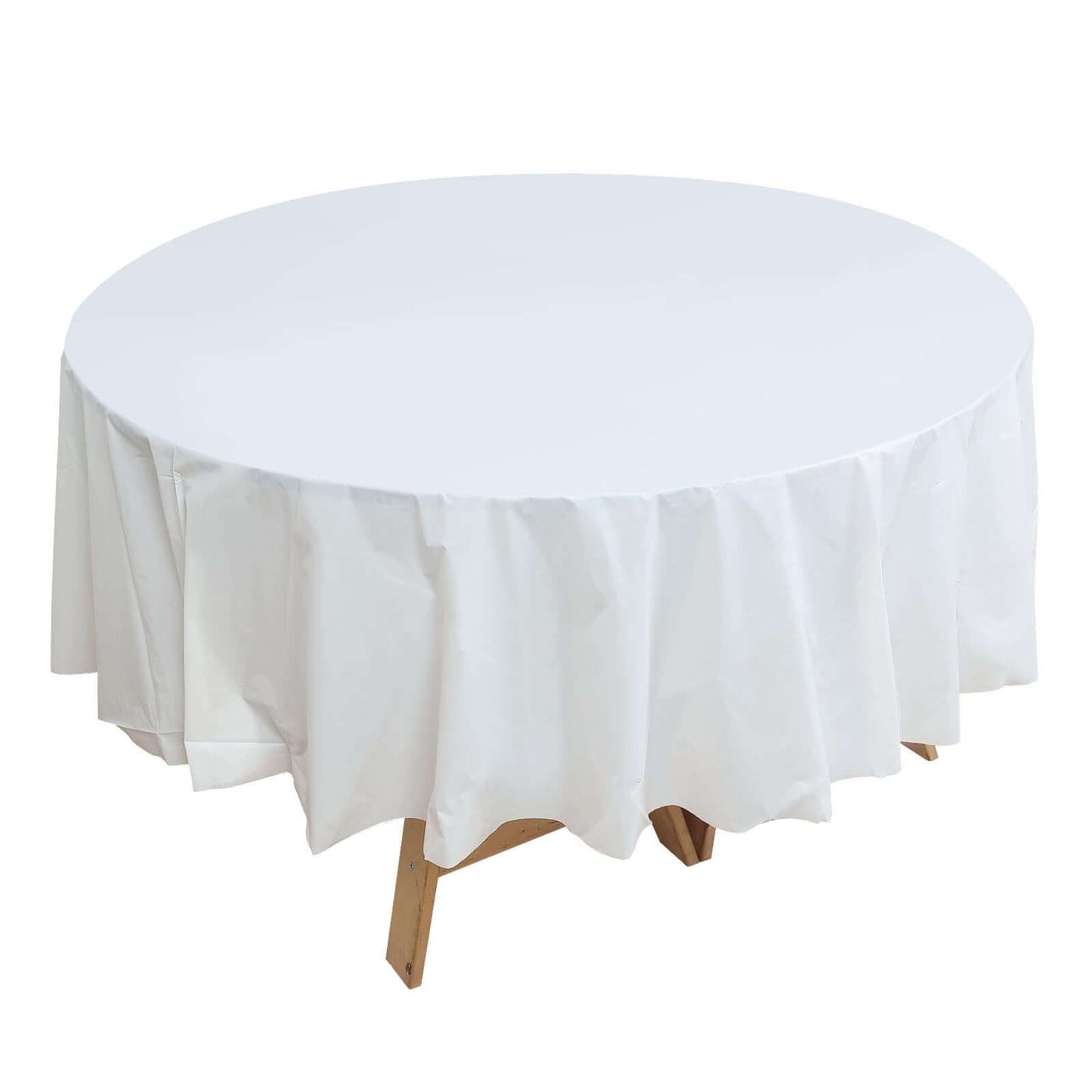 5-Pack Plastic Table Covers White Round - Durable PVC Disposable Tablecloths for Events 84"