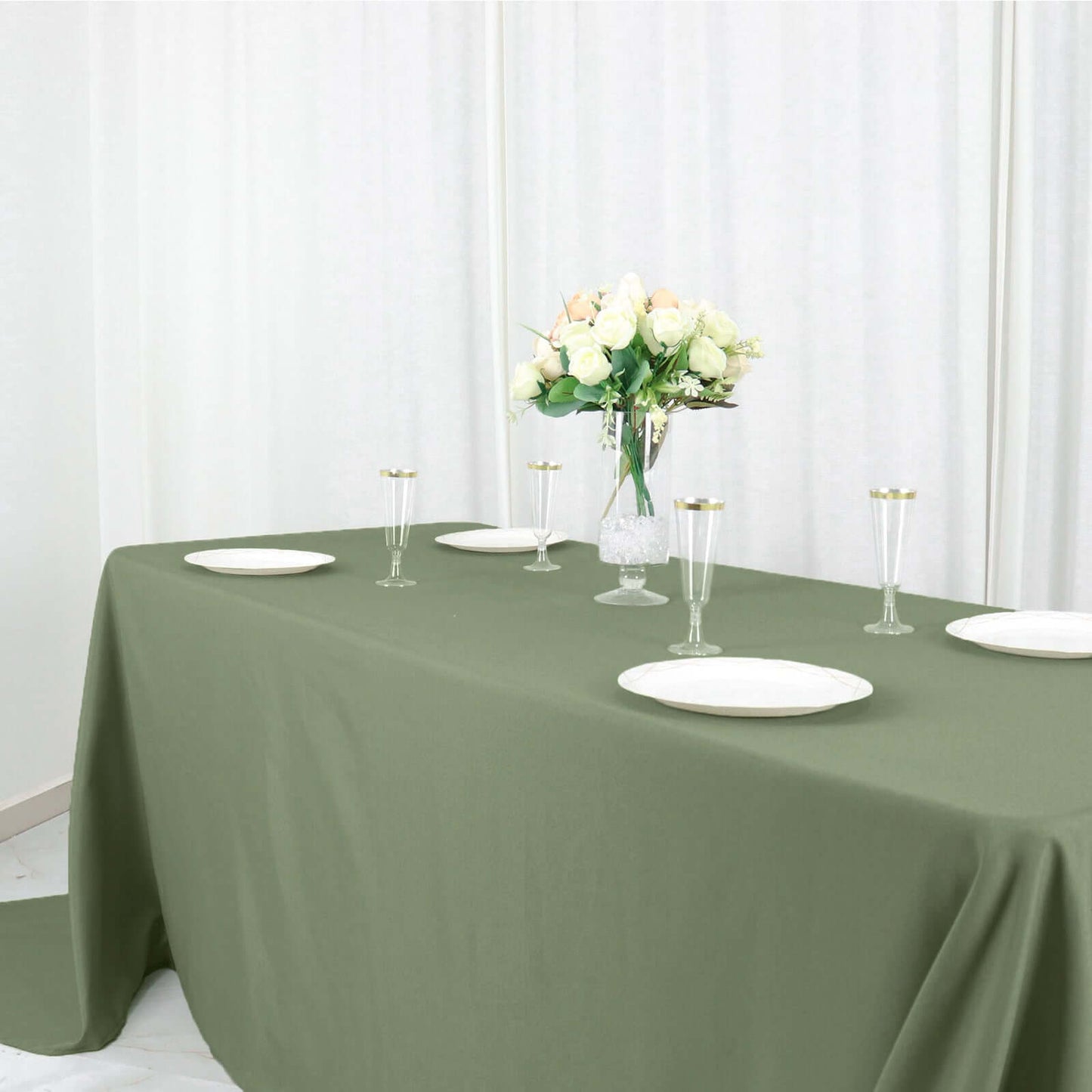 Polyester 90"x156" Rectangle Tablecloth Dusty Sage Green - Seamless Wrinkle-Resistant Table Cover