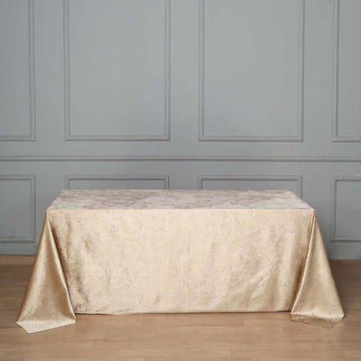 Premium Velvet 90"x132" Rectangle Tablecloth Champagne - Reusable Soft & Seamless Table Cover