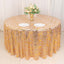 Sequin Mesh 120" Round Tablecloth Rose Gold/Gold - Seamless Wave Embroidered Table Cover