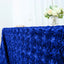 Satin 90"x156" Rectangle Tablecloth Royal Blue - Grandiose 3D Rosette Table Cover with Seamless Finish
