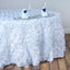 Satin 132" Round Tablecloth White - Grandiose 3D Rosette Design with Seamless Finish for Chic Occasions