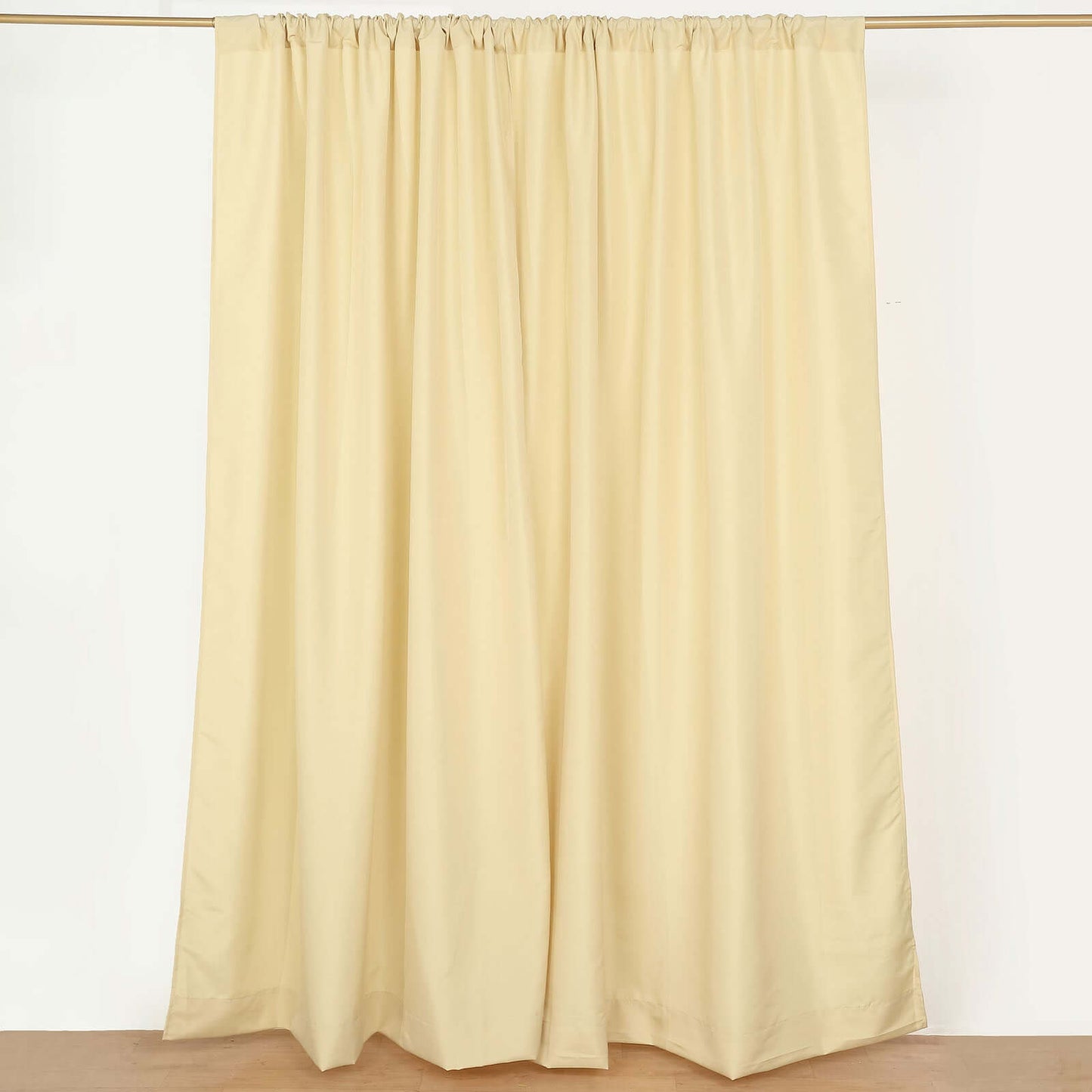 2 Pack Champagne Polyester Event Curtain Drapes, 10ftx8ft Backdrop Event Panels With Rod Pockets 130 GSM