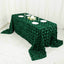 Satin 90"x132" Rectangle Tablecloth Hunter Emerald Green - Grandiose 3D Rosette Seamless Table Cover