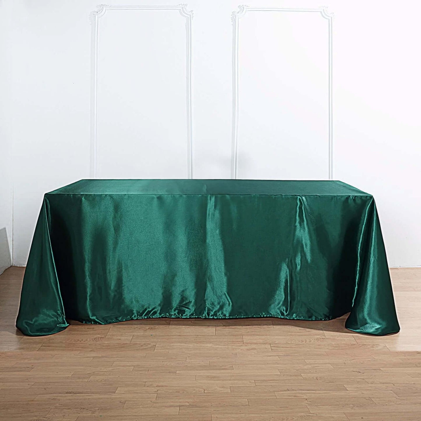 Satin Rectangular 90"x156" Tablecloth Hunter Emerald Green - Seamless Table Cover