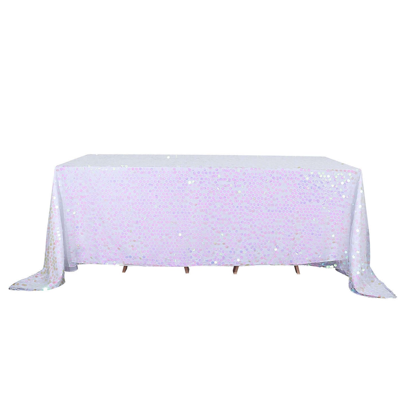 Sequin 90"x132" Rectangle Tablecloth Iridescent - Seamless Big Payette Table Cover