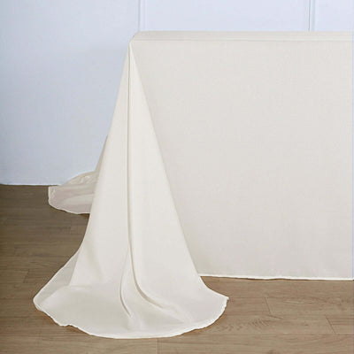 Polyester 90"x156" Rectangle Tablecloth Ivory - Rounded Corners and Seamless Table Cover