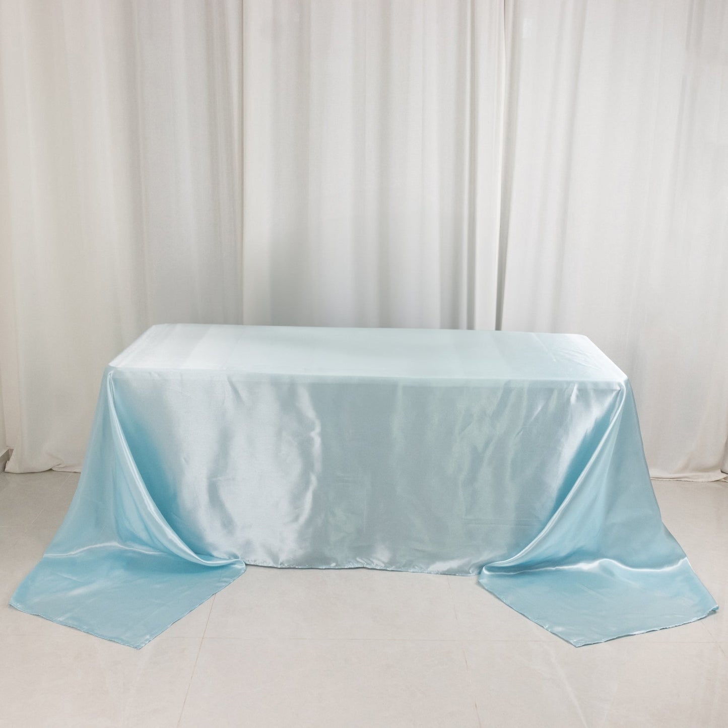 Satin Rectangular 90"x156" Tablecloth Light Blue - Seamless Table Cover
