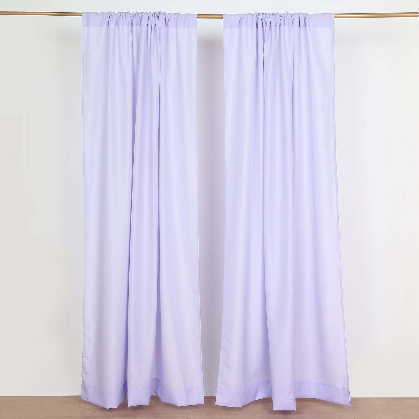 2 Pack Lavender Lilac Polyester Event Curtain Drapes, 10ftx8ft Backdrop Event Panels With Rod Pockets 130 GSM