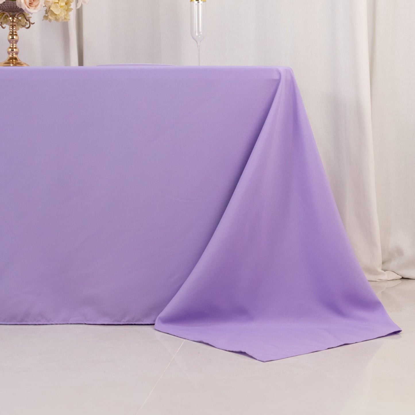 Premium Polyester 90"x132" Rectangle Tablecloth Lavender Lilac - Seamless 220GSM Stain-Resistant Table Cover