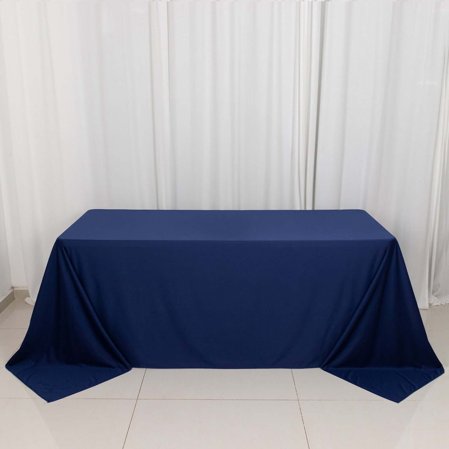 Scuba Rectangular 90"x132" Tablecloth Navy Blue - Wrinkle Free, Stain Resistant & Seamless Table Cover