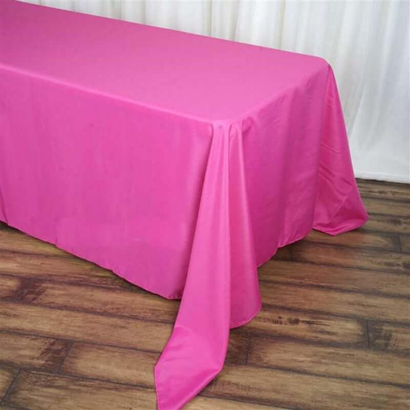 Polyester 90"x156" Rectangle Tablecloth Fuchsia - Seamless Wrinkle-Resistant Table Cover