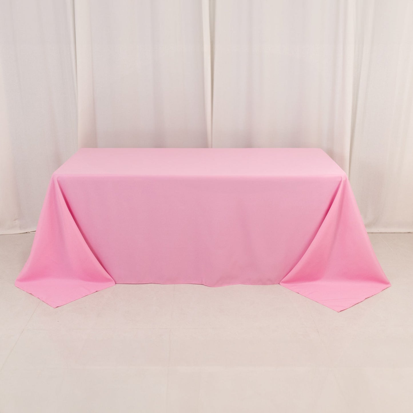 Premium Polyester 90"x132" Rectangle Tablecloth Pink - Seamless 220GSM Stain-Resistant Table Cover