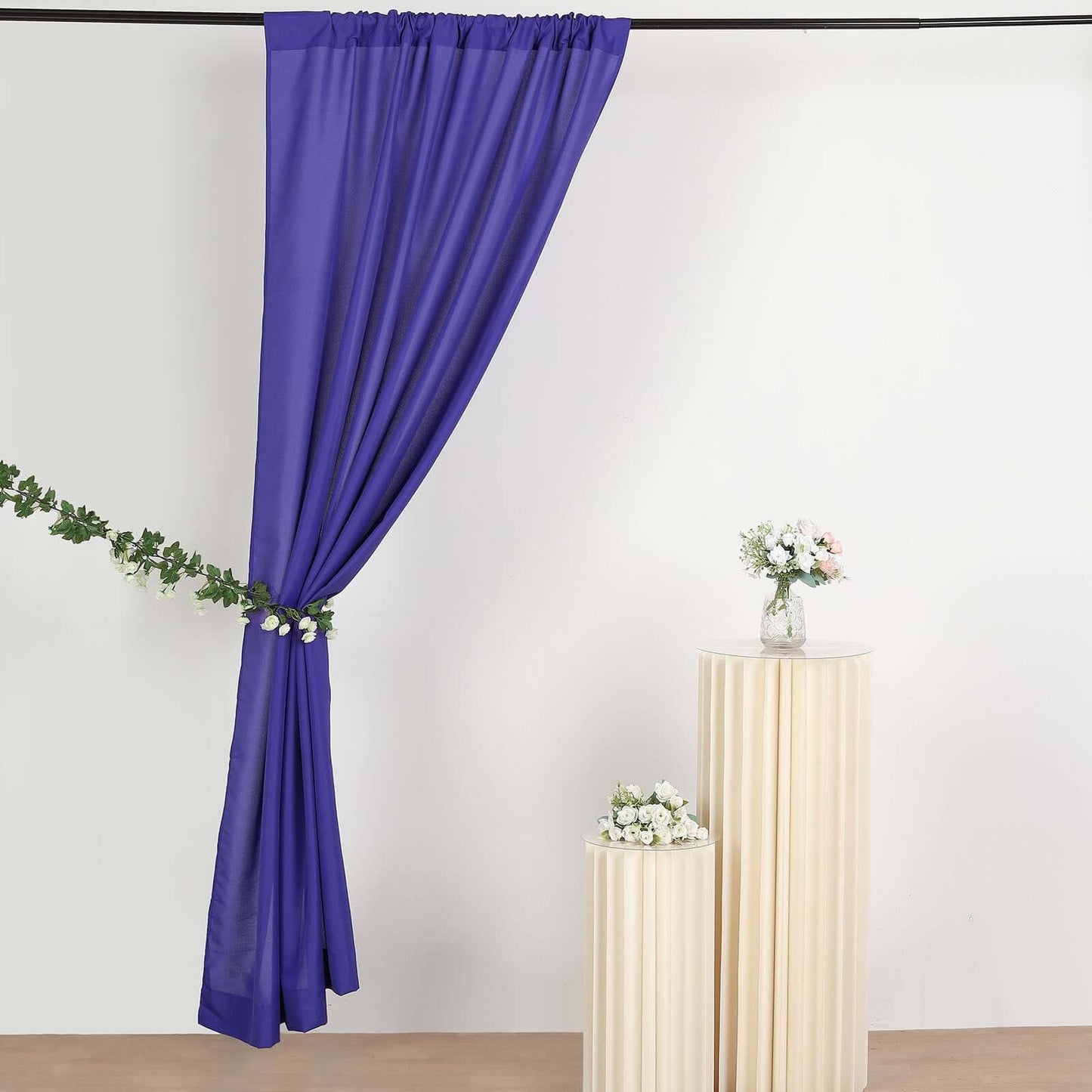 2 Pack Purple Polyester Event Curtain Drapes, 10ftx8ft Backdrop Event Panels With Rod Pockets 130 GSM