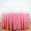 Polyester 120" Round Tablecloth White/Red Seamless - Checkered Buffalo Plaid Table Cover