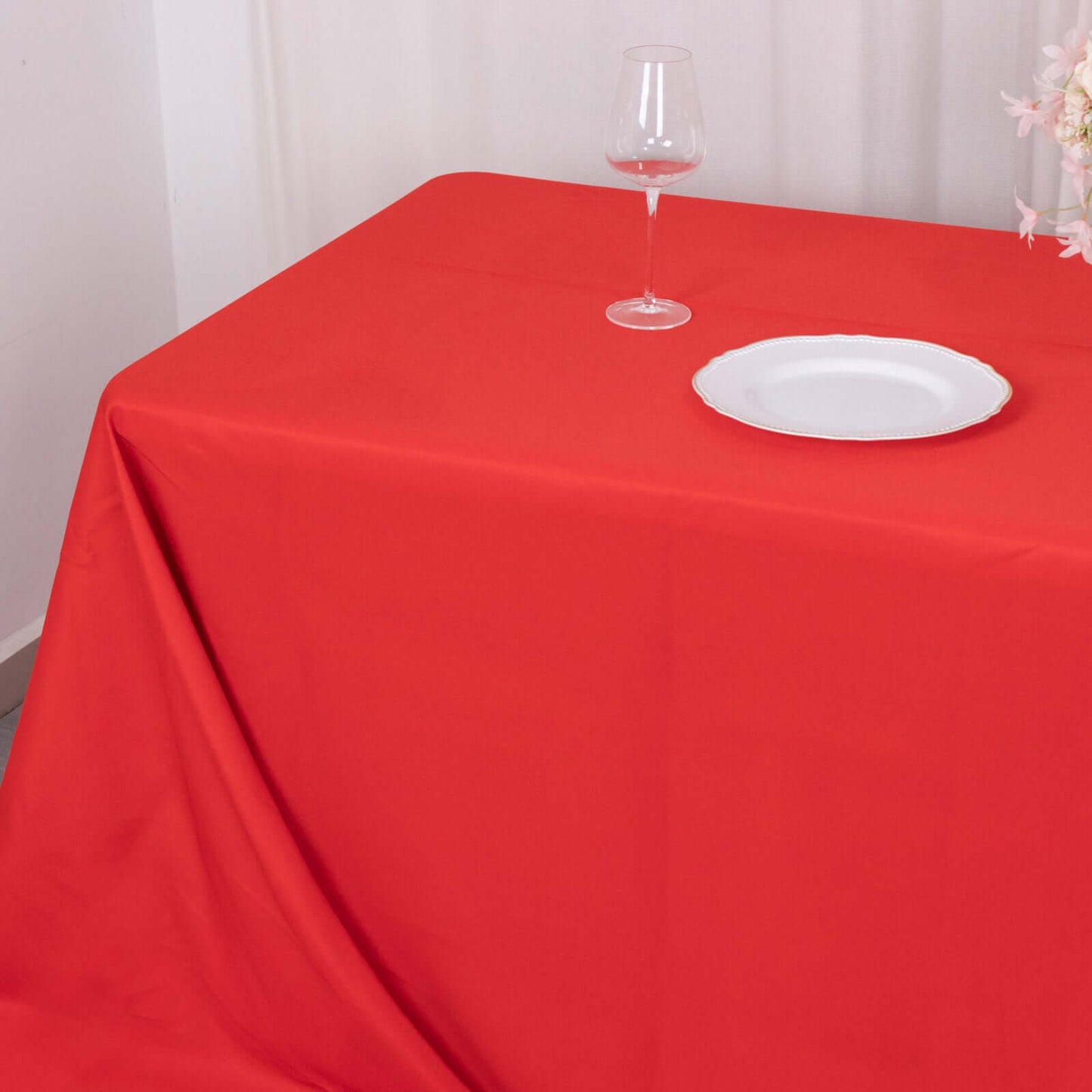 Premium Polyester 90"x156" Rectangle Tablecloth Red - Seamless 220GSM Stain-Resistant Table Cover