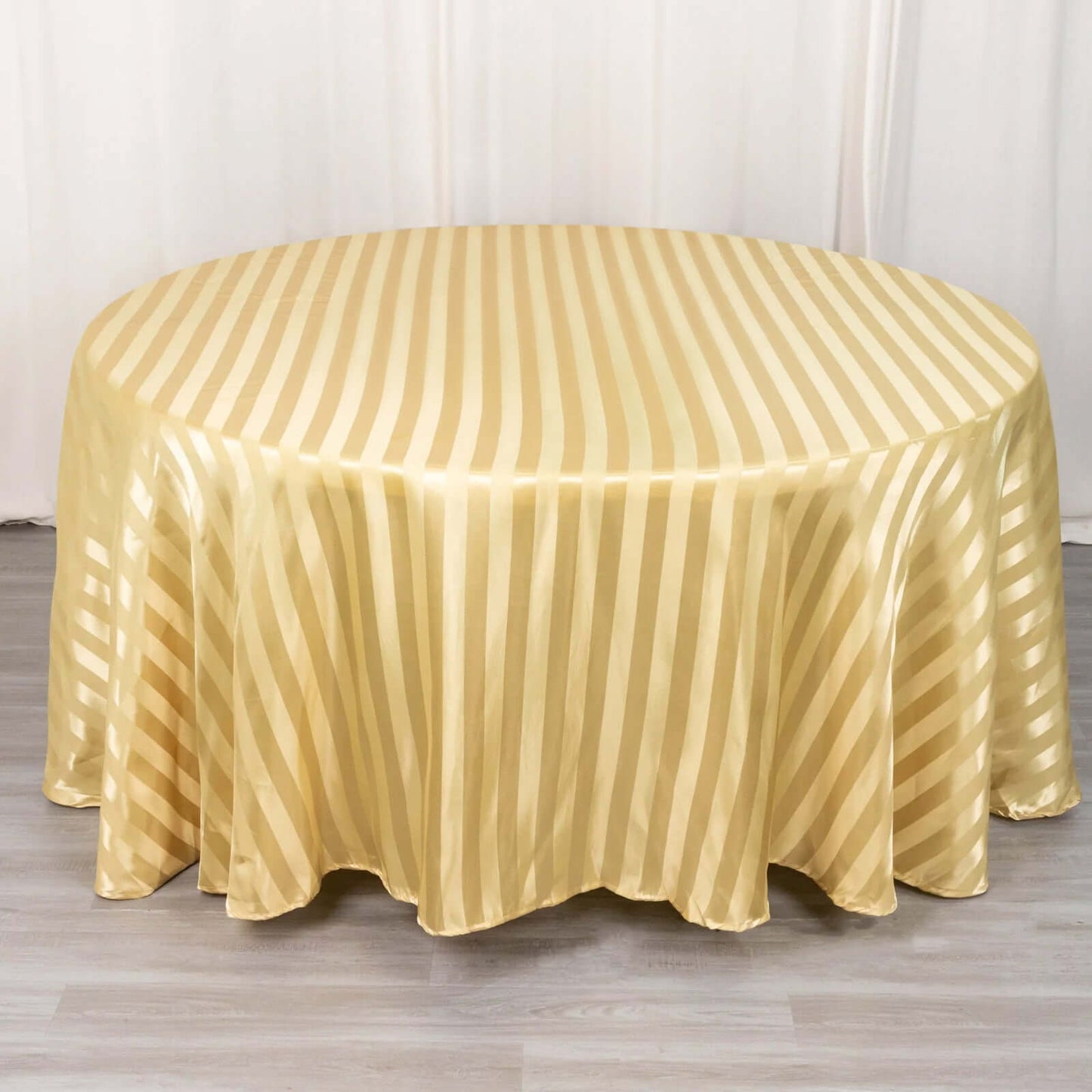 Satin Striped 120" Round Tablecloth Champagne - Silky Smooth Seamless Table Cover
