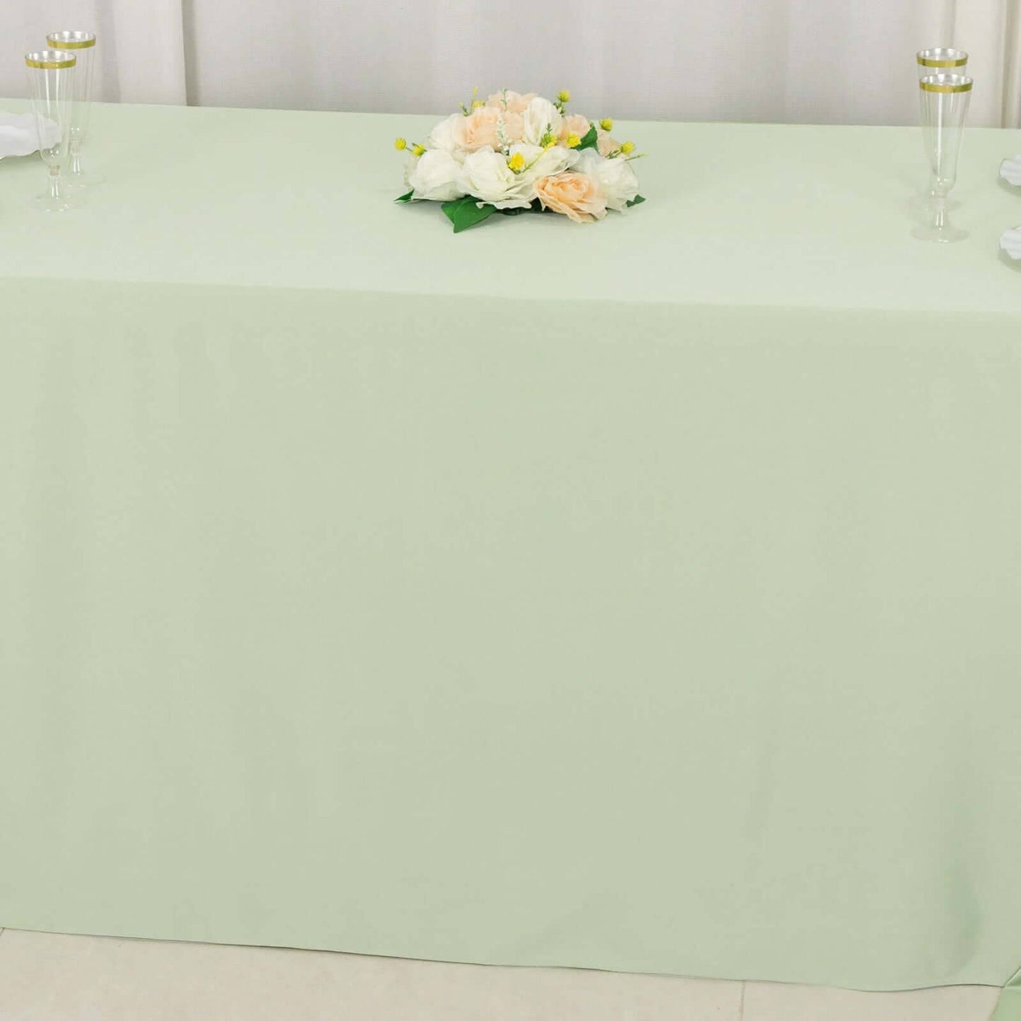 Scuba Rectangular 90"x156" Tablecloth Sage Green - Wrinkle Free, Stain Resistant & Seamless Table Cover
