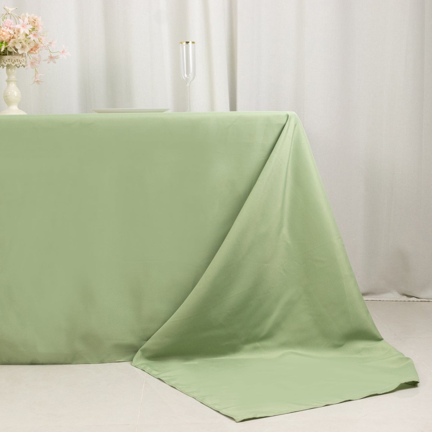 Premium Polyester 90"x156" Rectangle Tablecloth Sage Green - Seamless 220GSM Stain-Resistant Table Cover