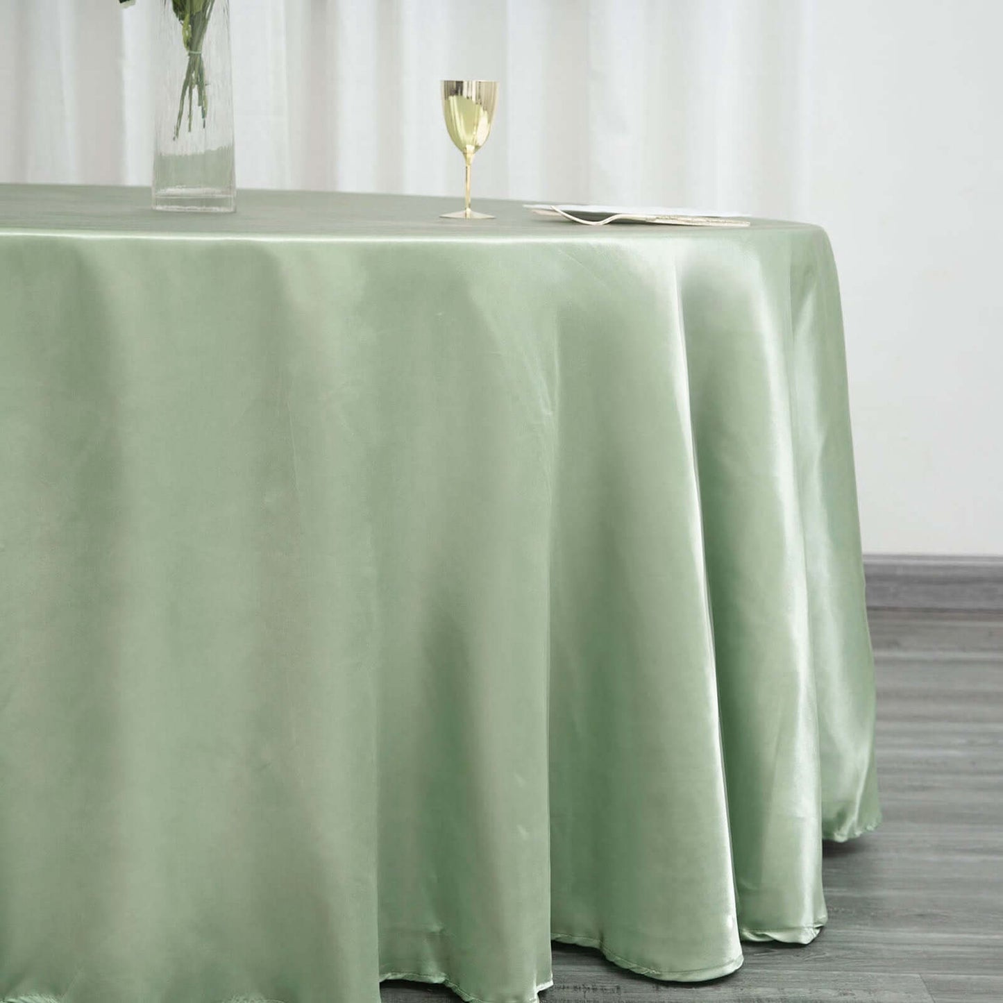 Satin 120" Round Tablecloth Sage Green - Stylish Seamless Table Cover