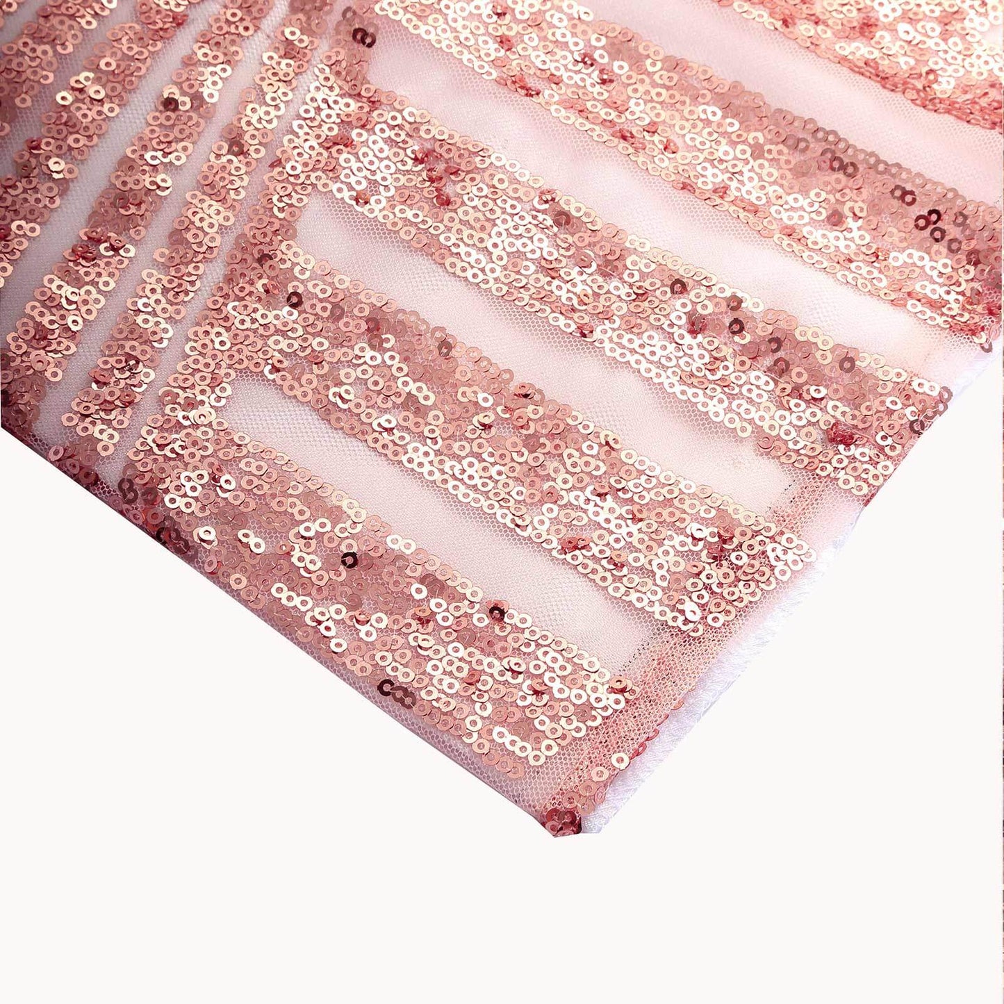 8ftx8ft Rose Gold Geometric Sequin Event Curtain Drapes with Satin Backing, Seamless Opaque Sparkly Backdrop Event Panel in Diamond Glitz Pattern