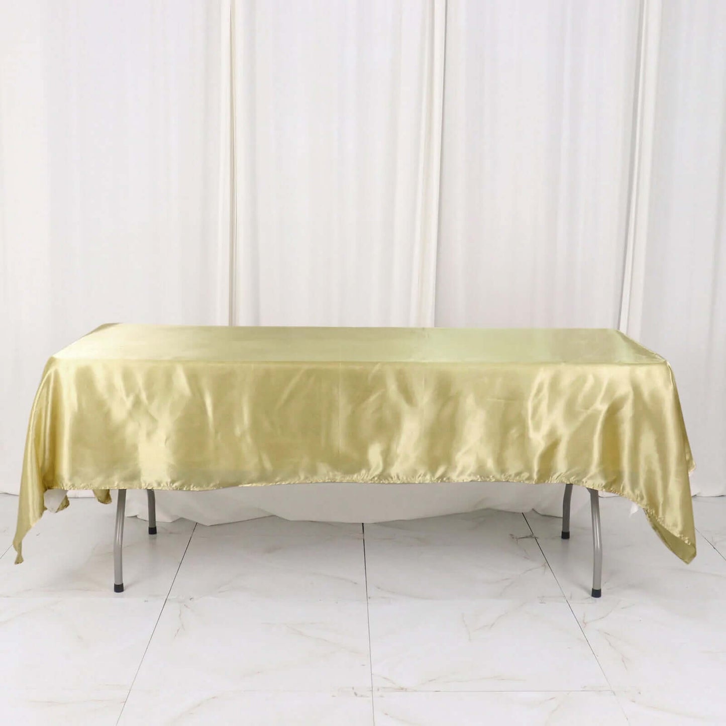 Satin Rectangular 60"x102" Tablecloth Champagne - Smooth and Lustrous Table Cover