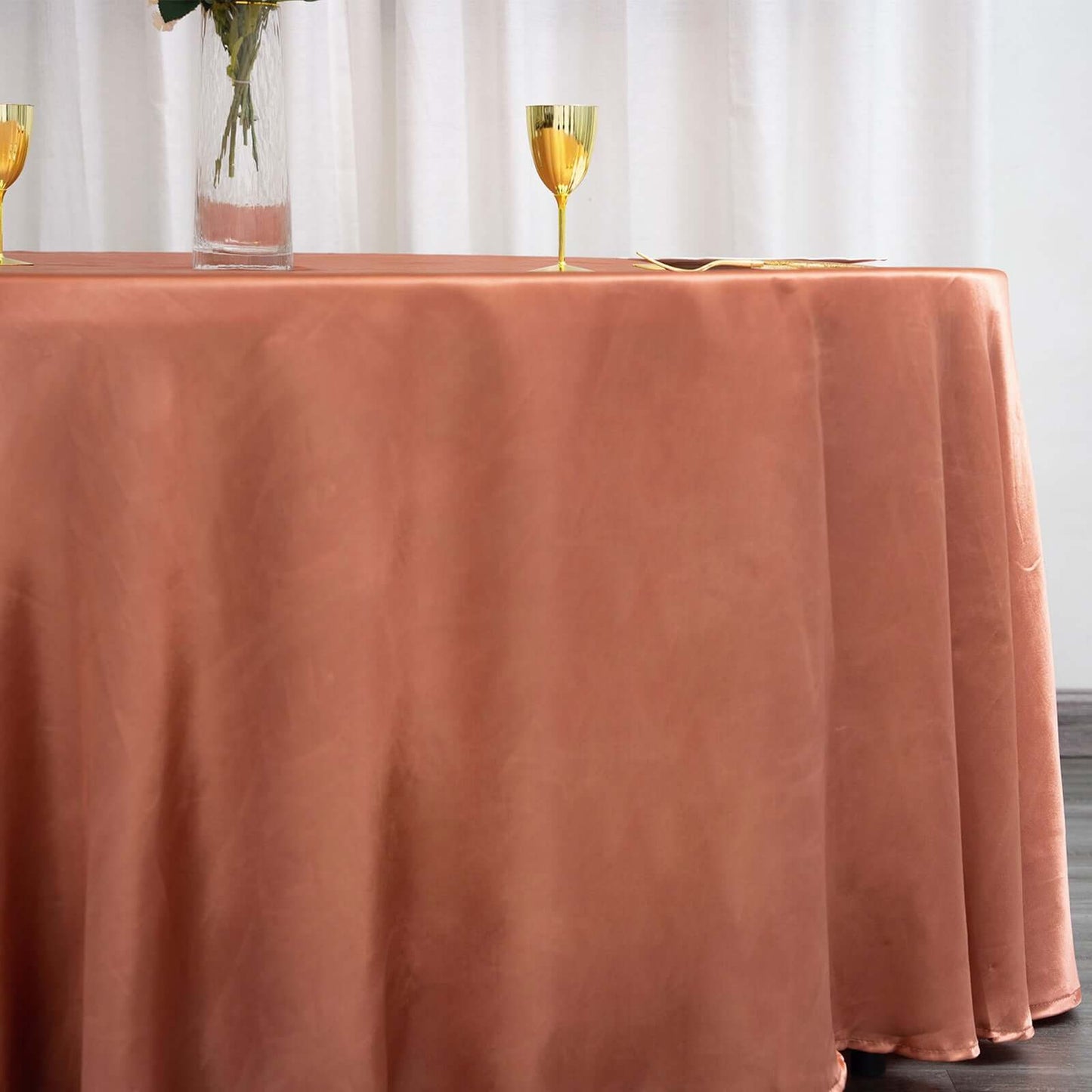 Satin 120" Round Tablecloth Terracotta (Rust) - Stylish Seamless Table Cover