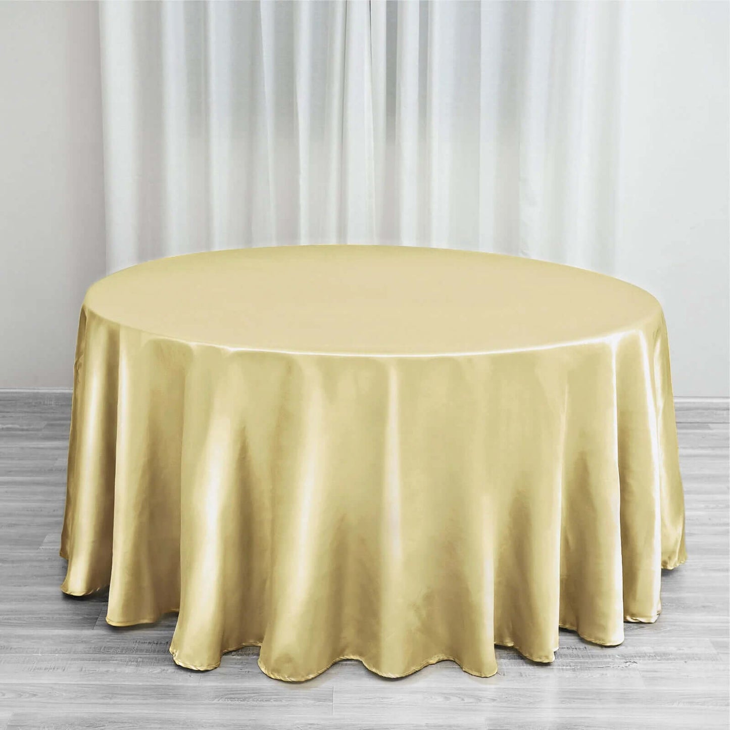 Satin 120" Round Tablecloth Champagne - Stylish Seamless Table Cover