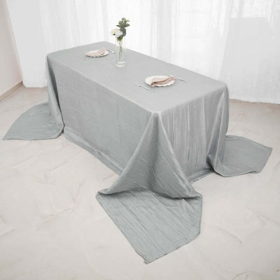 Taffeta 90"x156" Rectangle Tablecloth Silver - Accordion Crinkle Seamless Table Cover