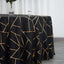 Polyester 120" Round Tablecloth Black with Gold Foil Geometric Pattern Wrinkle-Resistant Seamless Table Cover
