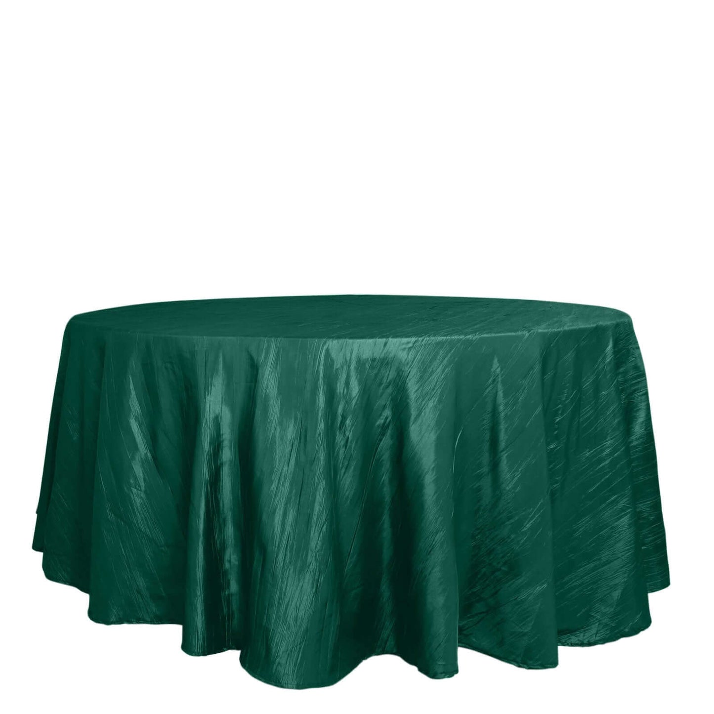 Taffeta 120" Round Tablecloth Hunter Emerald Green - Seamless Accordion Crinkle Table Cover
