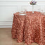 Taffeta 120" Round Tablecloth Terracotta (Rust) | 3D Leaf Petal Design Seamless Table Cover