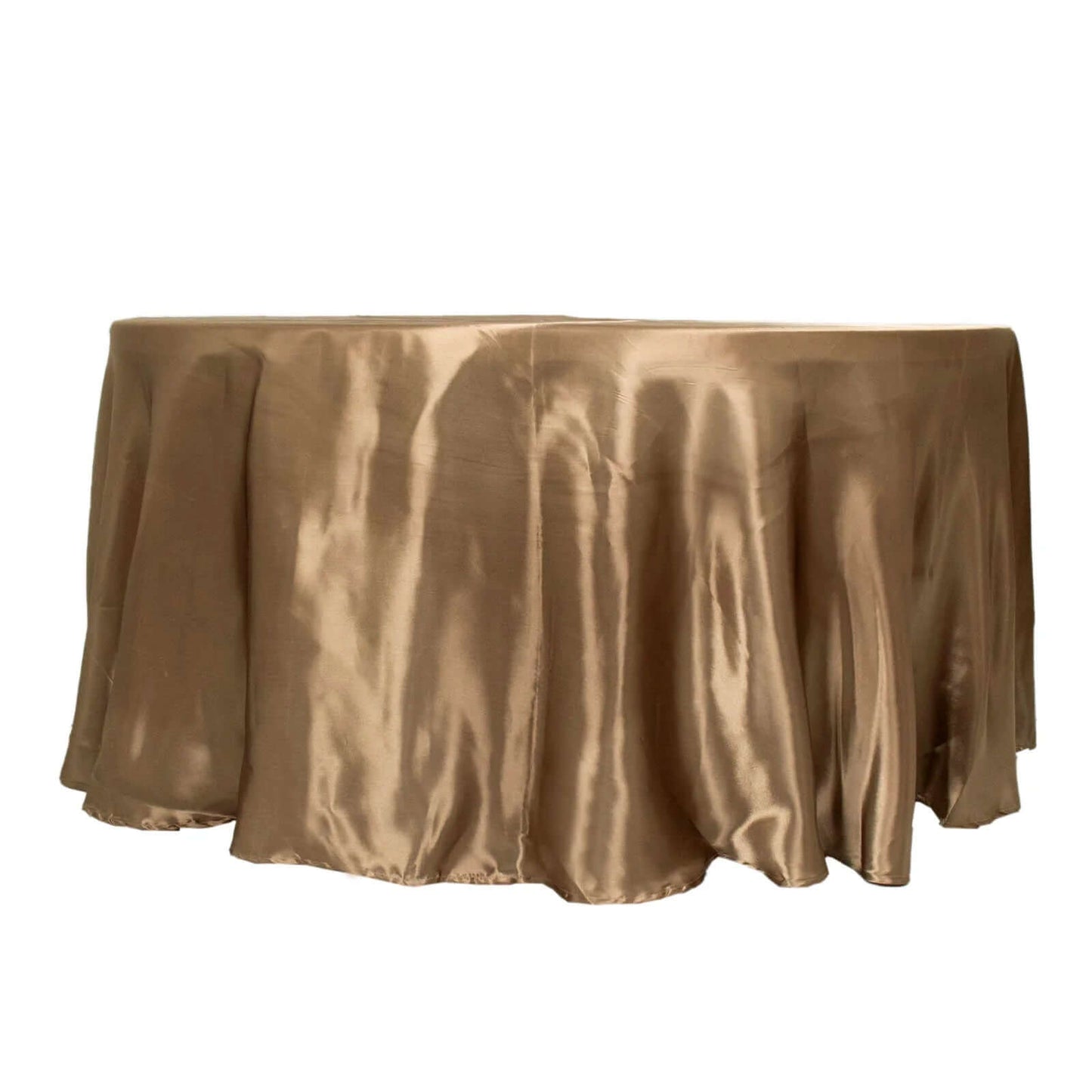 Satin 120" Round Tablecloth Taupe - Stylish Seamless Table Cover