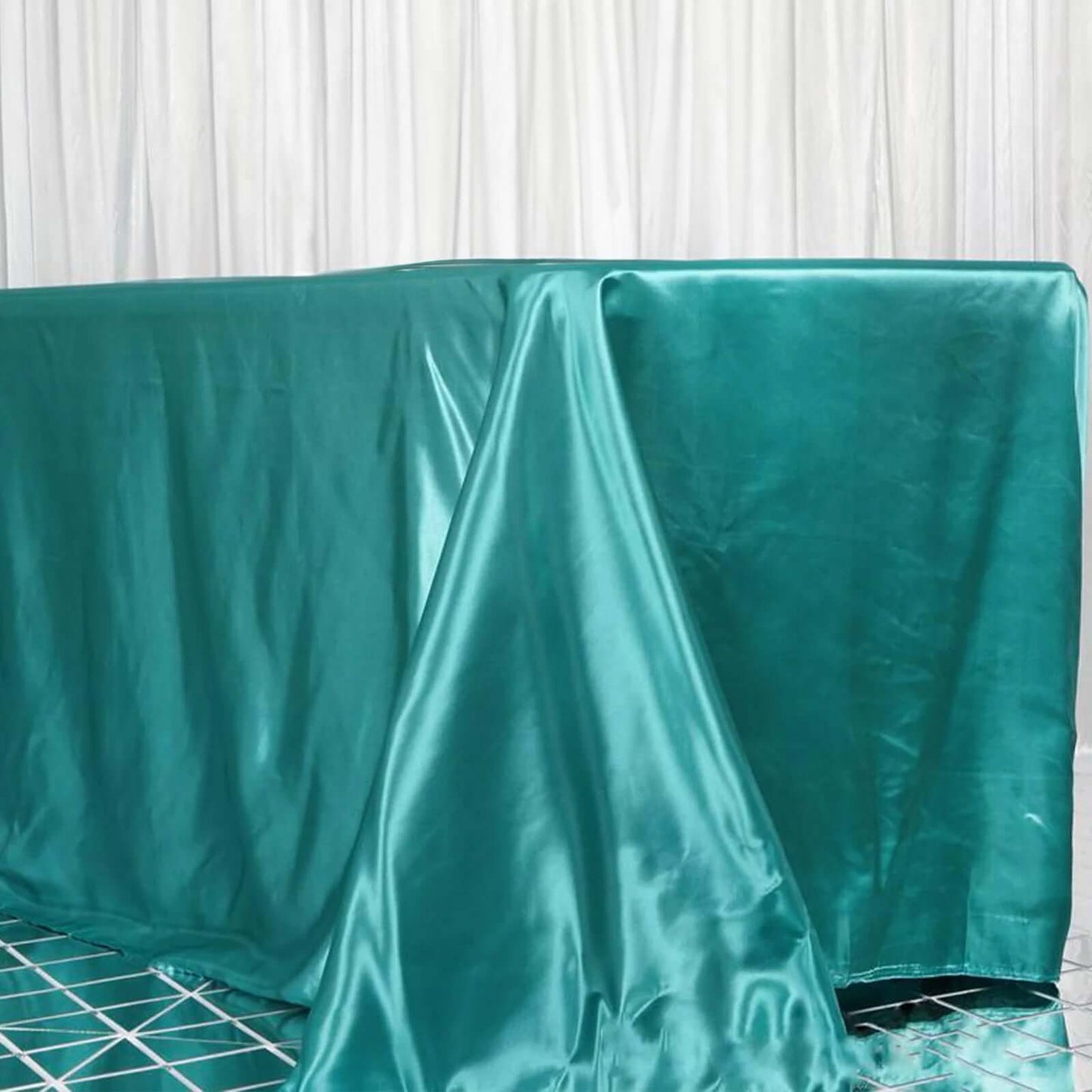 Satin Rectangular 90"x156" Tablecloth Turquoise - Seamless Table Cover