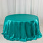 Satin 132" Round Tablecloth Turquoise - Stylish Seamless Table Cover