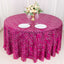 Sequin Mesh 120" Round Tablecloth Fuchsia/Silver - Seamless Wave Embroidered Table Cover