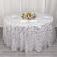 Sequin Mesh 120" Round Tablecloth Silver - Seamless Wave Embroidered Table Cover