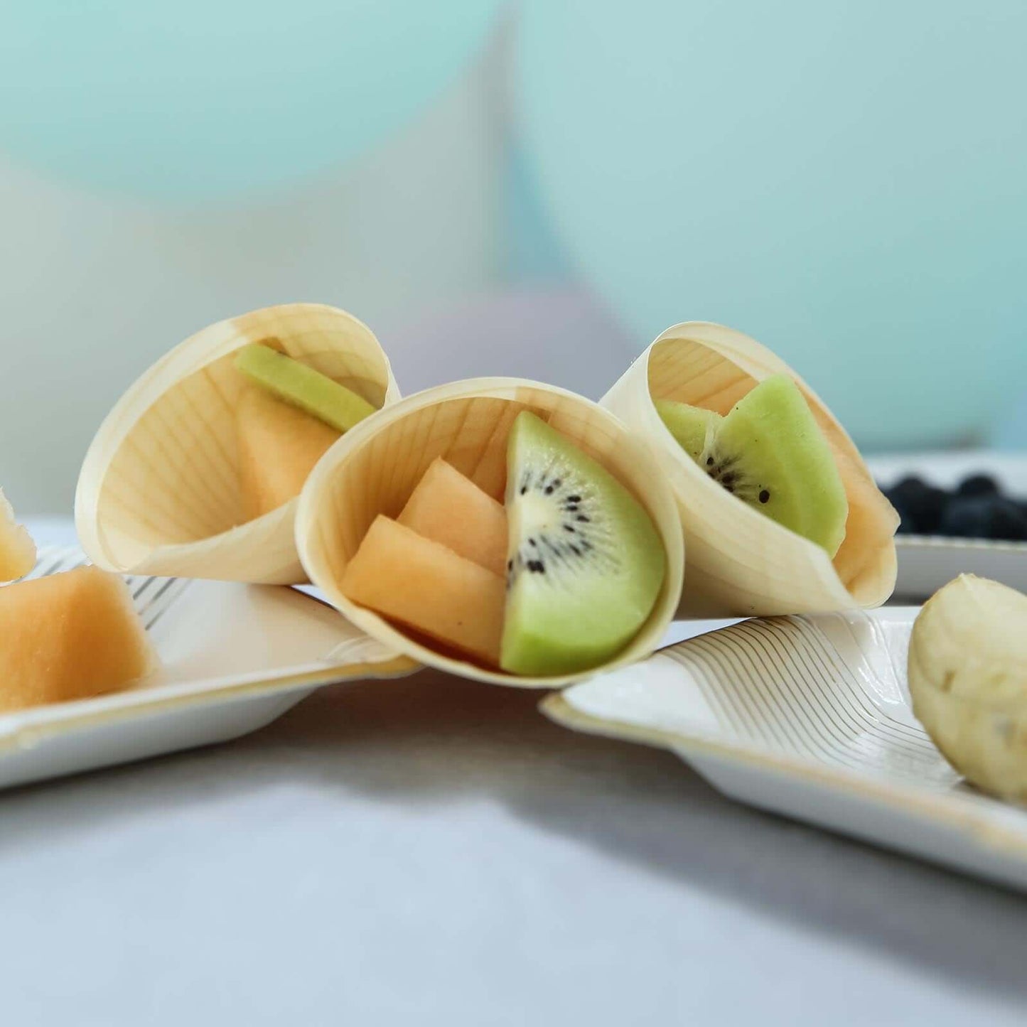 50-Pack Pine Wood Food Cones Eco Friendly Natural Disposable Design - 100% Biodegradable Tasting Serving Cones 6"