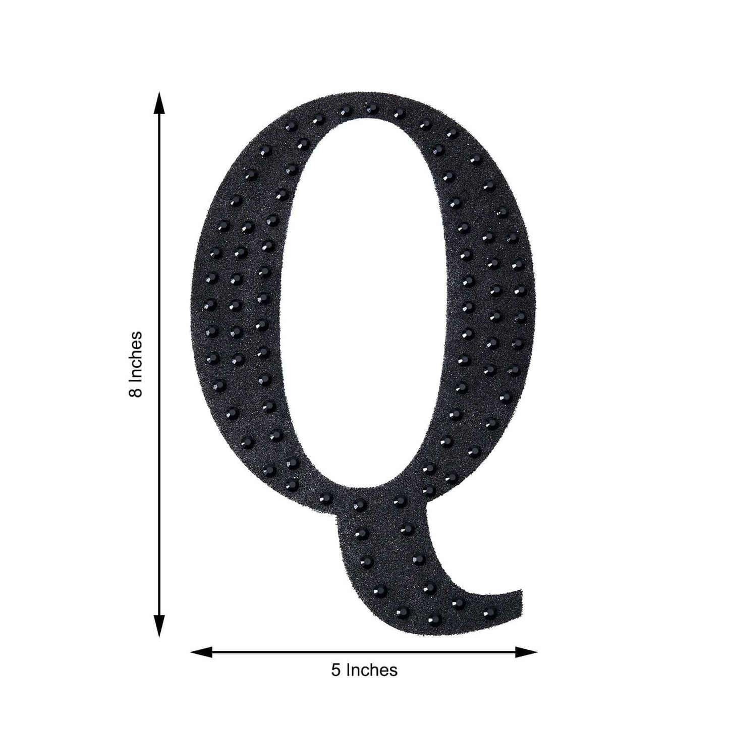 Decorative Rhinestone Alphabet "Q" Letter Stickers, Glitter Adhesive Craft Letters Black DIY Sparkle Embellishments 8"