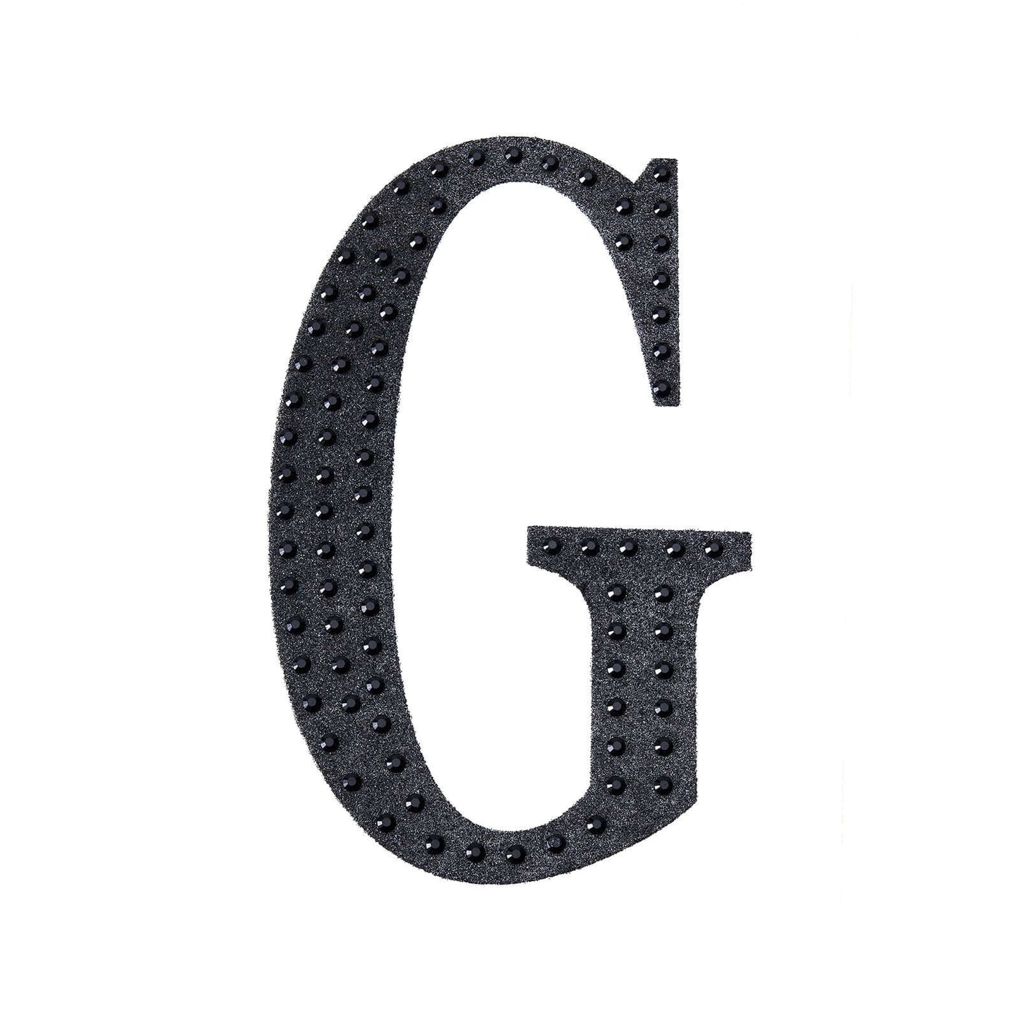 Decorative Rhinestone Alphabet "G" Letter Stickers, Glitter Adhesive Craft Letters Black DIY Sparkle Embellishments 4"