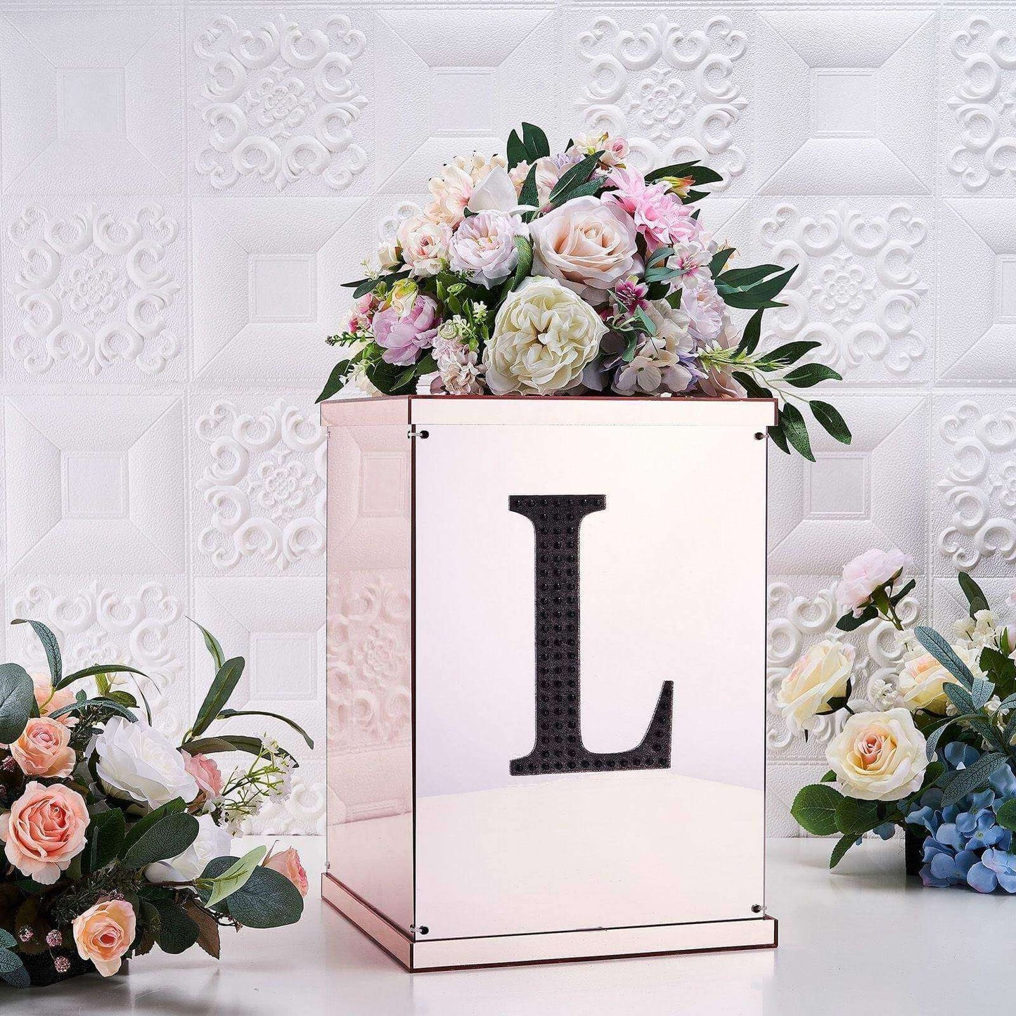 Decorative Rhinestone Alphabet "L" Letter Stickers, Glitter Adhesive Craft Letters Black DIY Sparkle Embellishments 8"