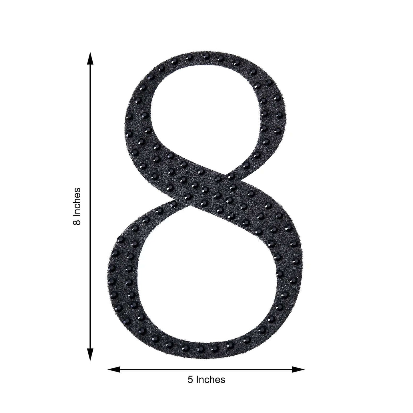 Decorative Rhinestone Number "8" Stickers, Glitter Adhesive Craft Numbers Black DIY Sparkle Embellishments 8"
