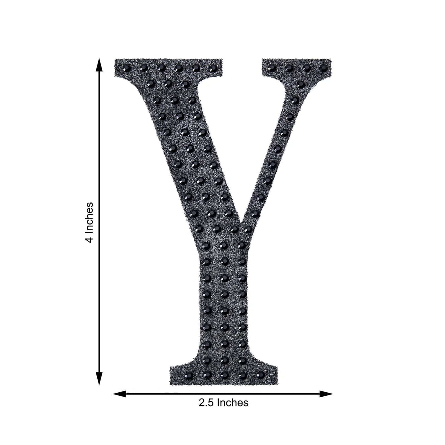 Decorative Rhinestone Alphabet "Y" Letter Stickers, Glitter Adhesive Craft Letters Black DIY Sparkle Embellishments 4"