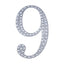 Decorative Rhinestone Number "9" Stickers, Glitter Adhesive Craft Numbers Silver DIY Sparkle Embellishments 4"