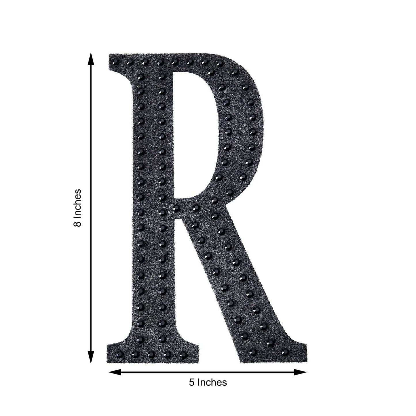 Decorative Rhinestone Alphabet "R" Letter Stickers, Glitter Adhesive Craft Letters Black DIY Sparkle Embellishments 8"