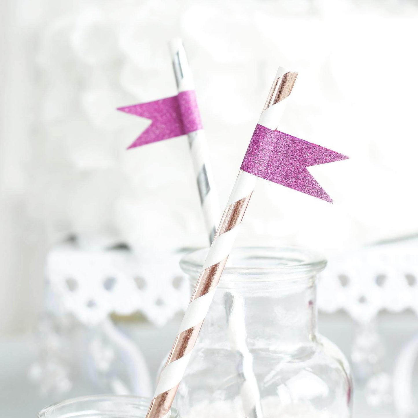 5 Pack 5 Yards Hot Pink Washi Glitter Tape Self Adhesive Craft Decorative Tape