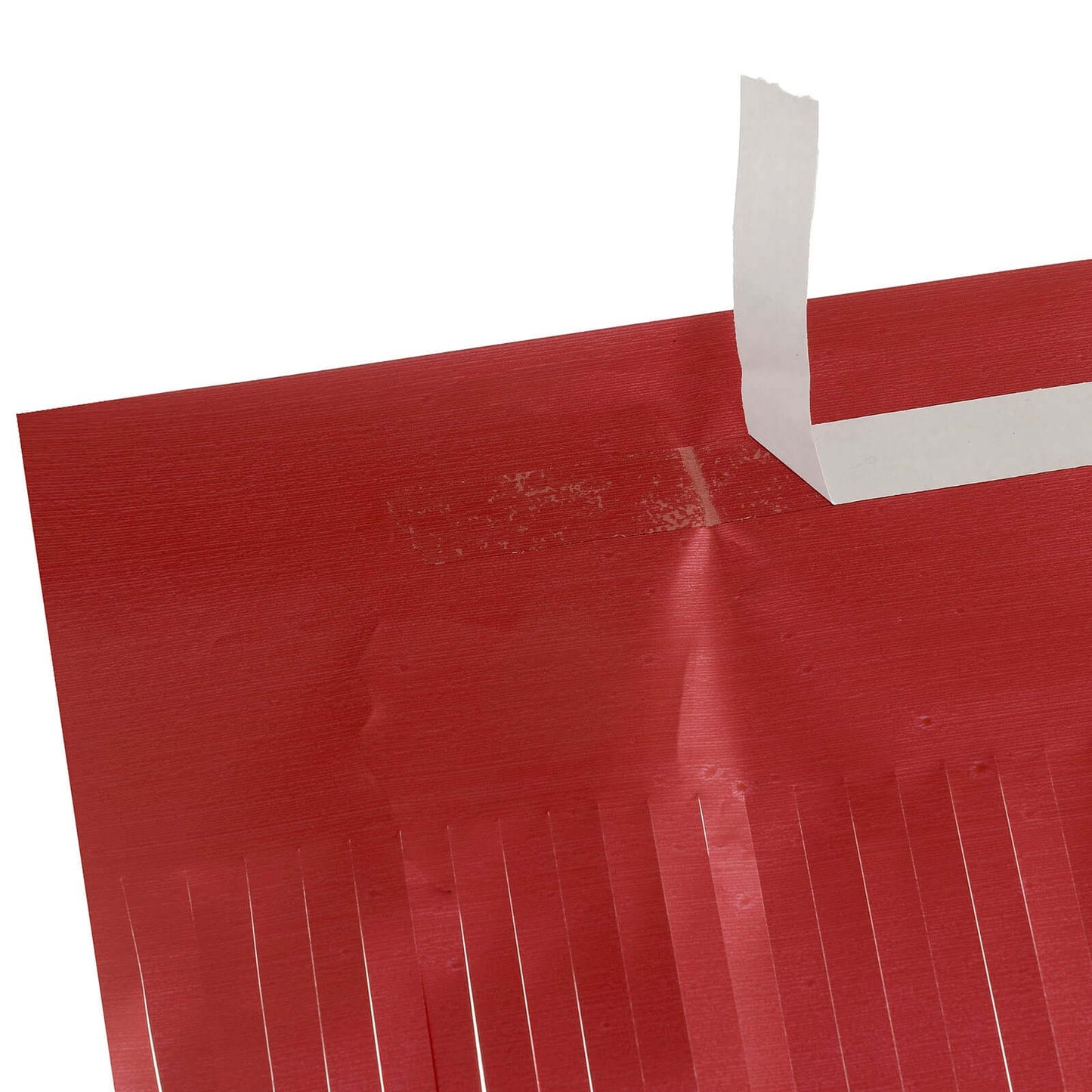 Metallic Foil Fringe Table Skirt Matte Red with Self Adhesive Backing - Durable Tinsel Skirt for Parties 30"x9ft