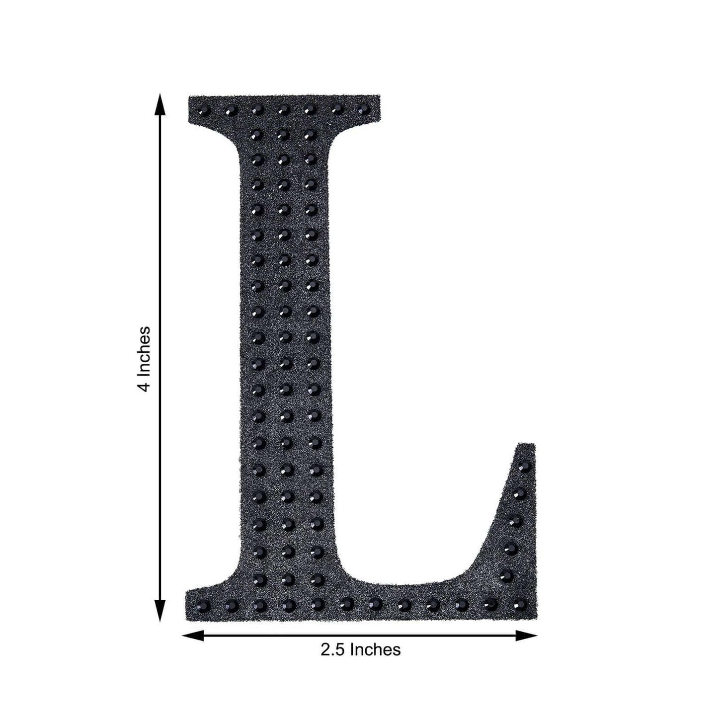 Decorative Rhinestone Alphabet "L" Letter Stickers, Glitter Adhesive Craft Letters Black DIY Sparkle Embellishments 4"