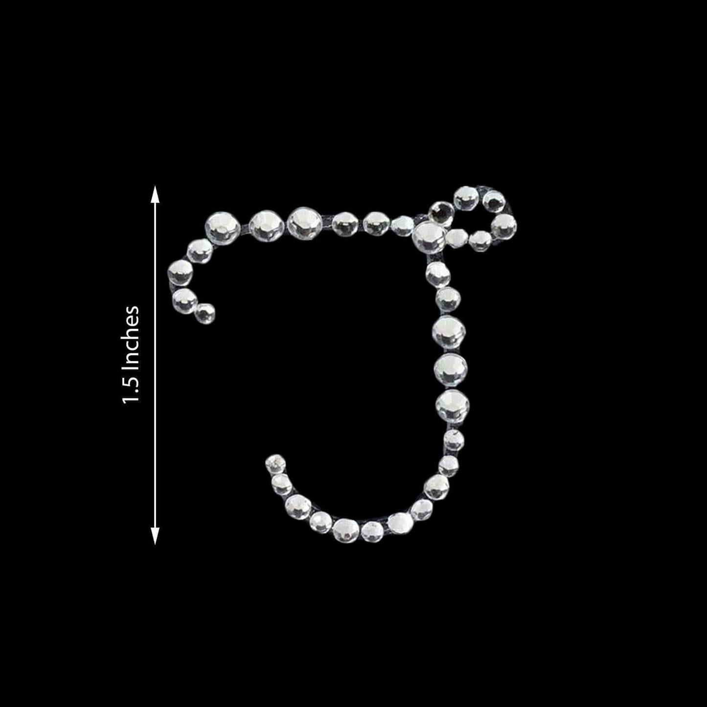 12 Pack 1.5" Clear Rhinestone Monogram Letter Jewel Sticker Self Adhesive DIY Diamond Decor - T