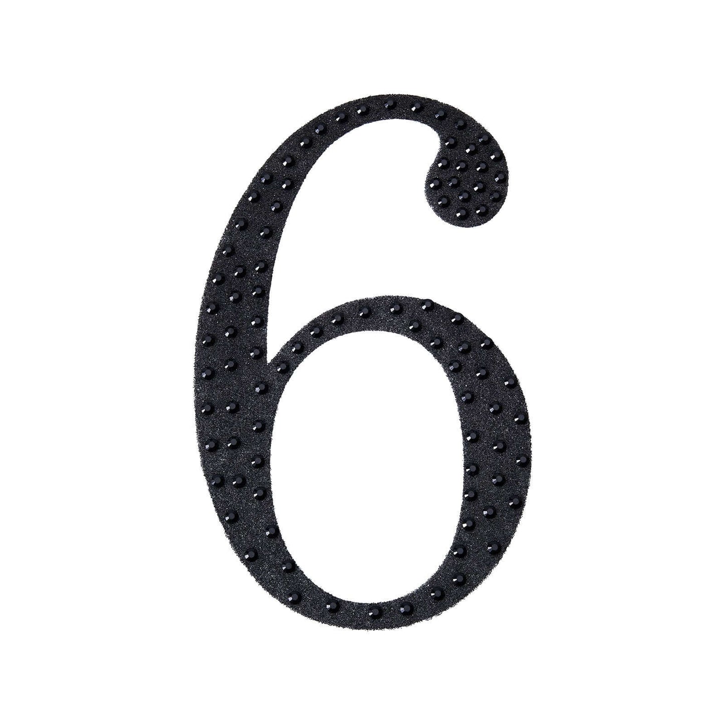 Decorative Rhinestone Number "6" Stickers, Glitter Adhesive Craft Numbers Black DIY Sparkle Embellishments 6"